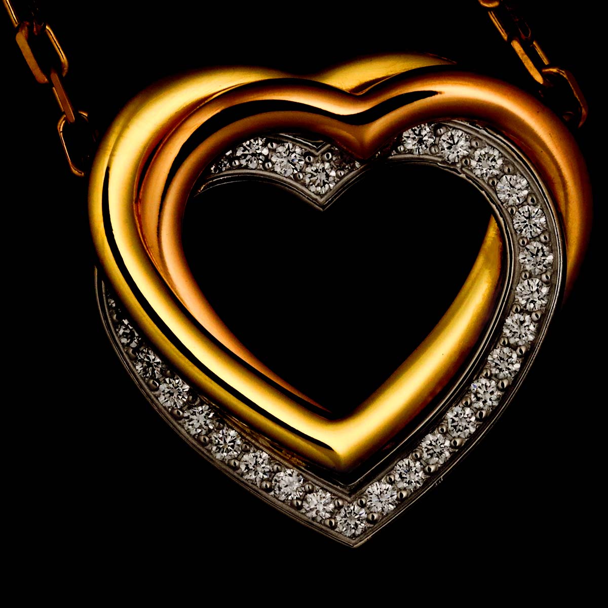 Trinity Diamond Heart Necklace 18K YG WG PG 750