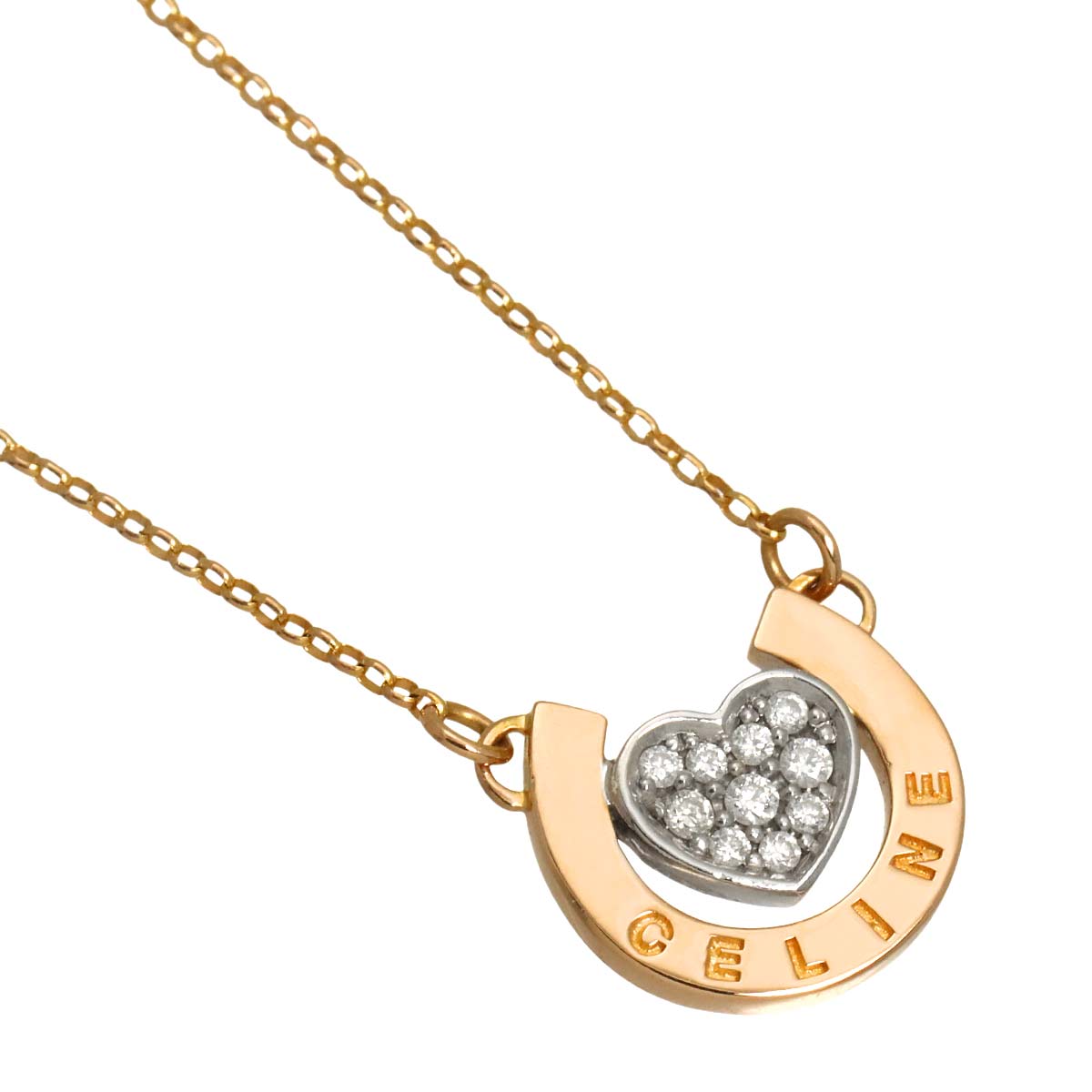 Diamond Necklace 18K Pink White Gold 750