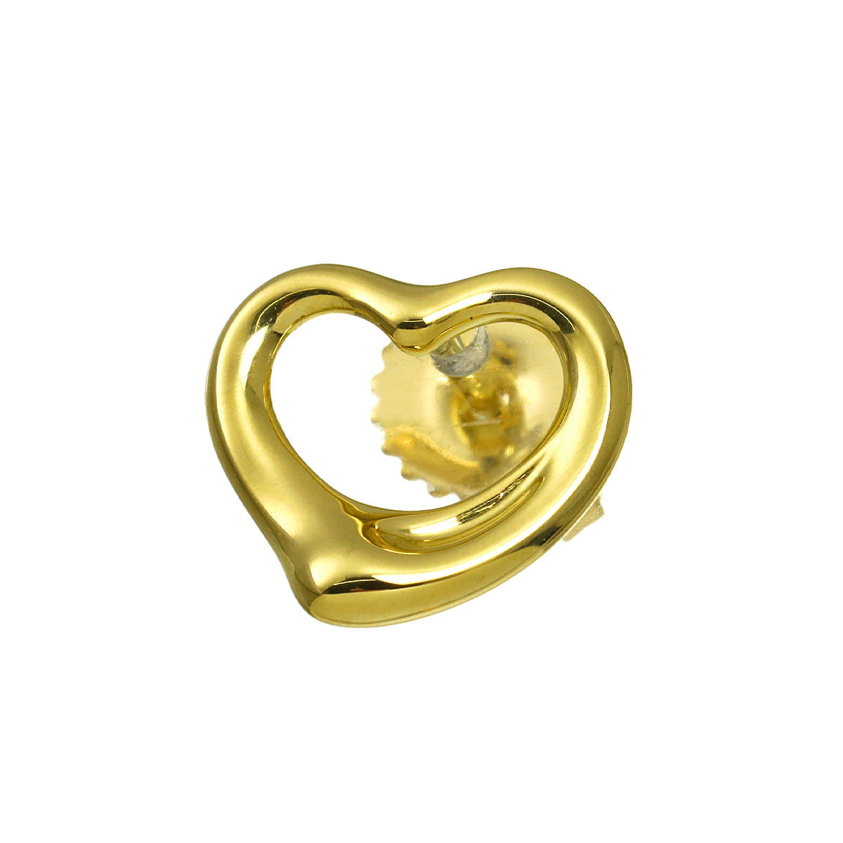 Open Heart Earring Pierced 18K YG 750 One Piece only