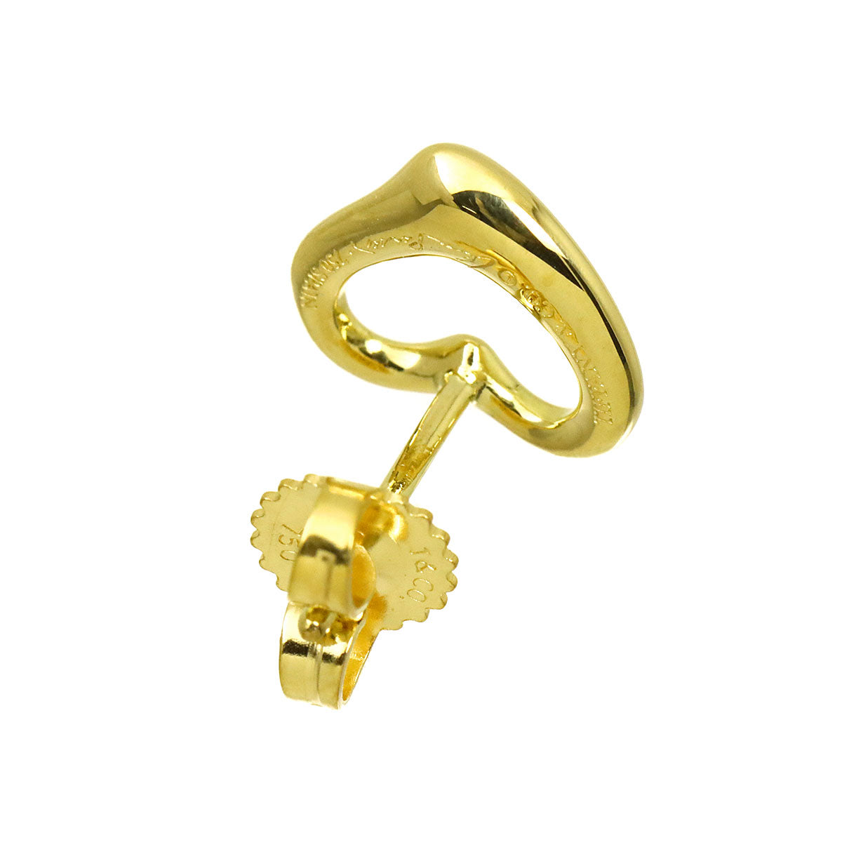 Open Heart Earring Pierced 18K YG 750 One Piece only