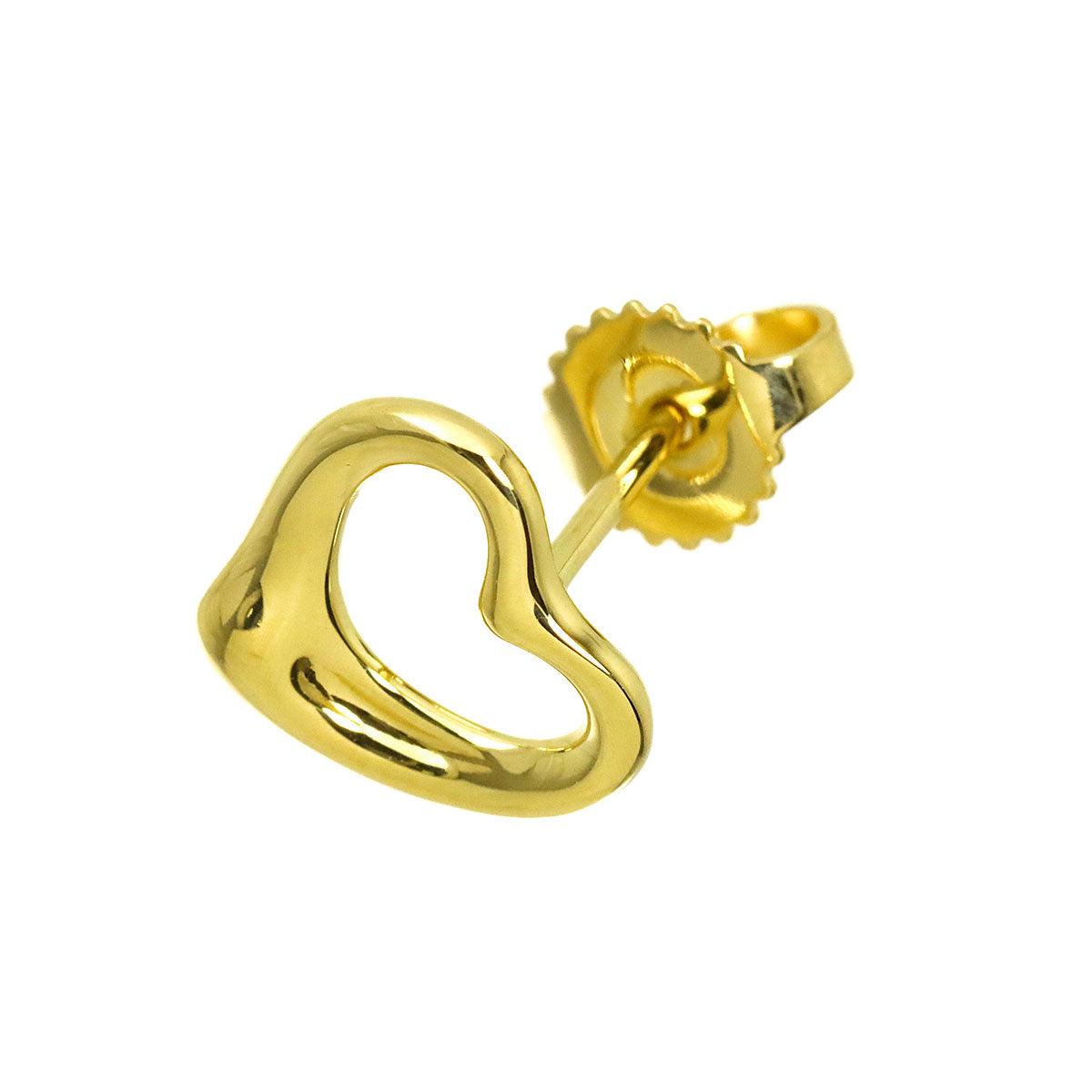 Open Heart Earring Pierced 18K YG 750 One Piece only