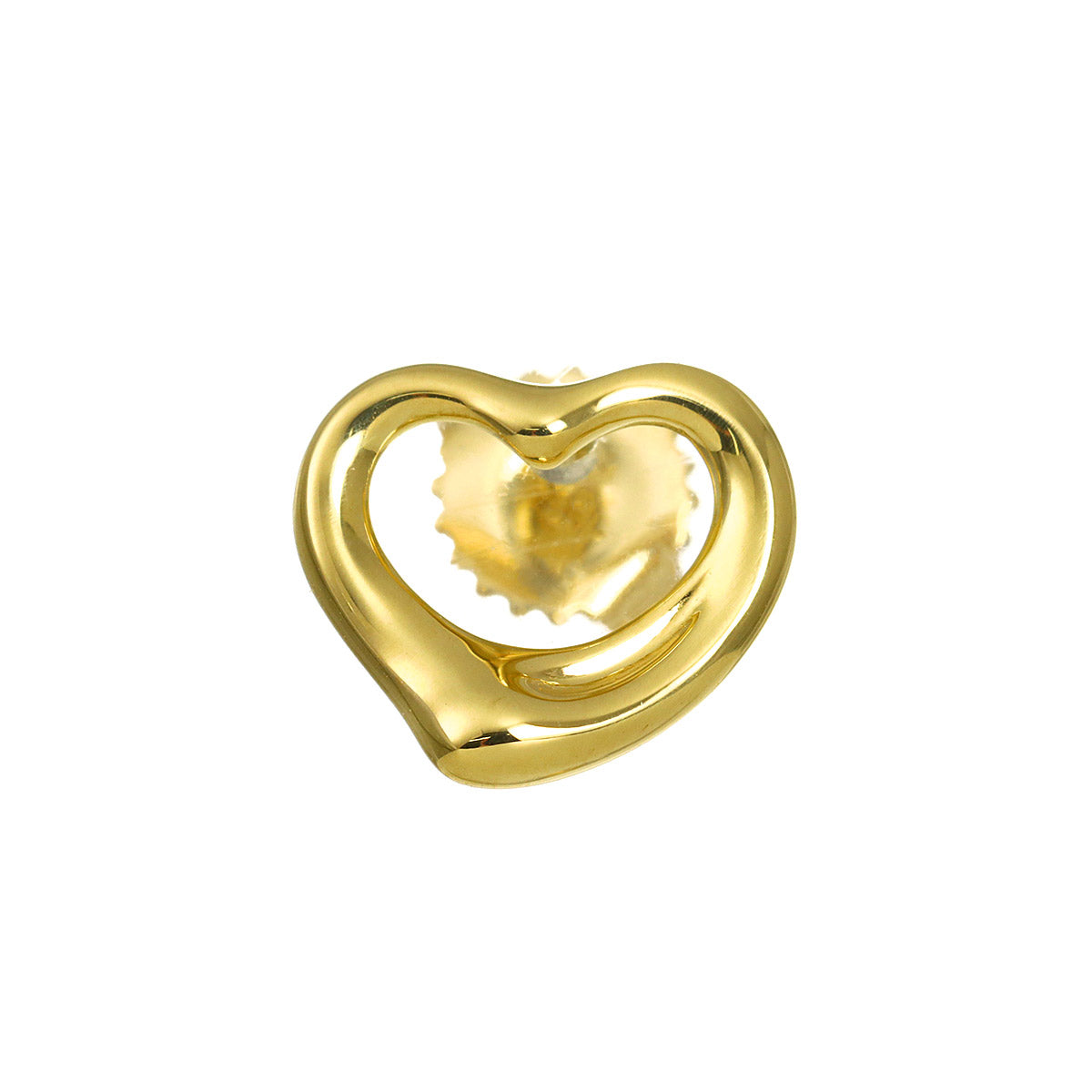 Open Heart Earring Pierced 18K YG 750 One Piece only