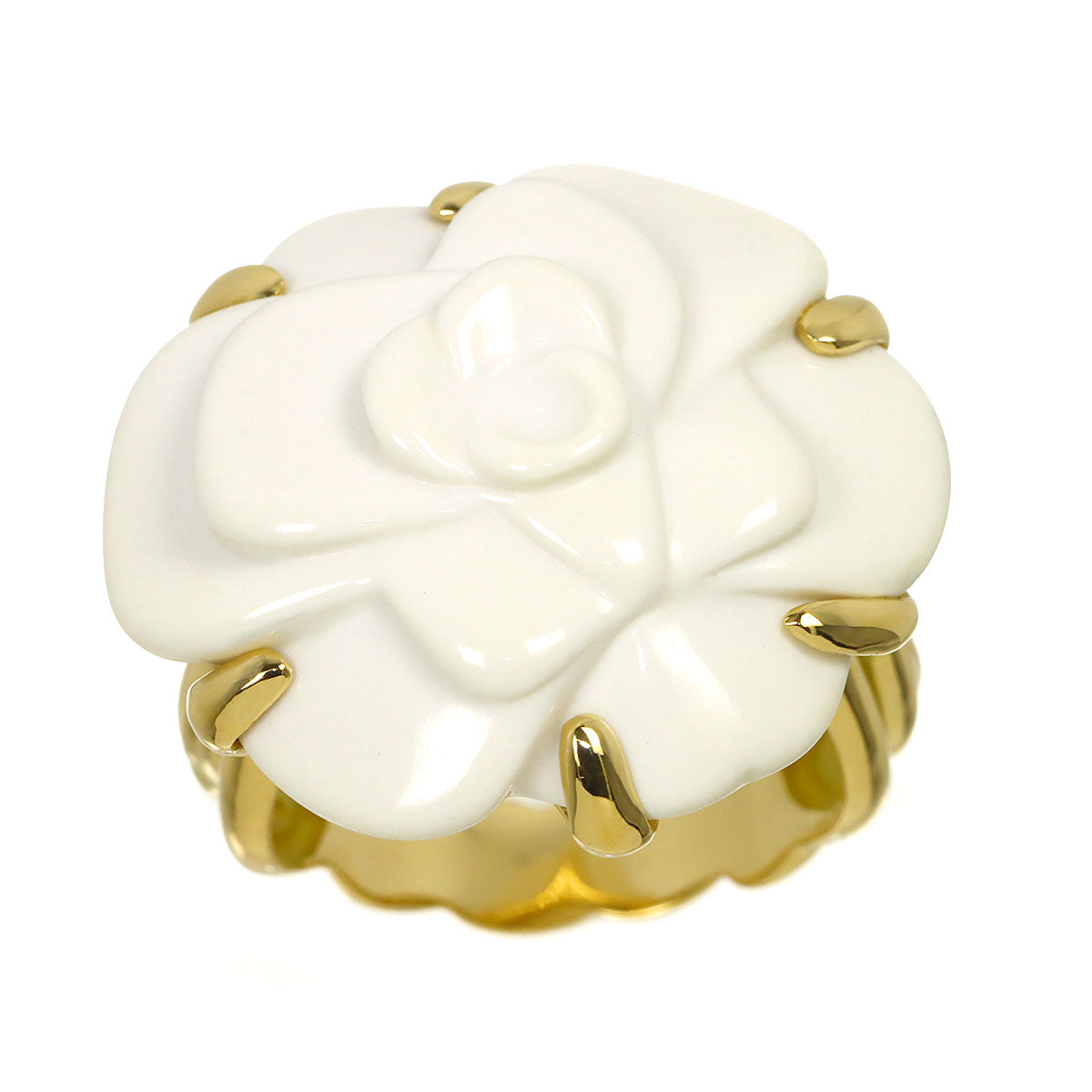 Camellia Chalcedony Ring 18K YG 750 Size6.25-6.5(US)