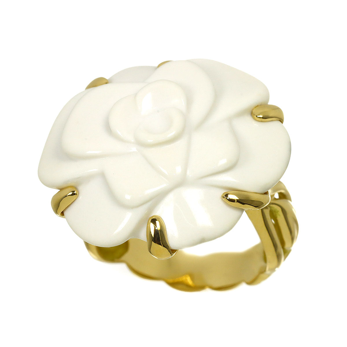 Camellia Chalcedony Ring 18K YG 750 Size6.25-6.5(US)