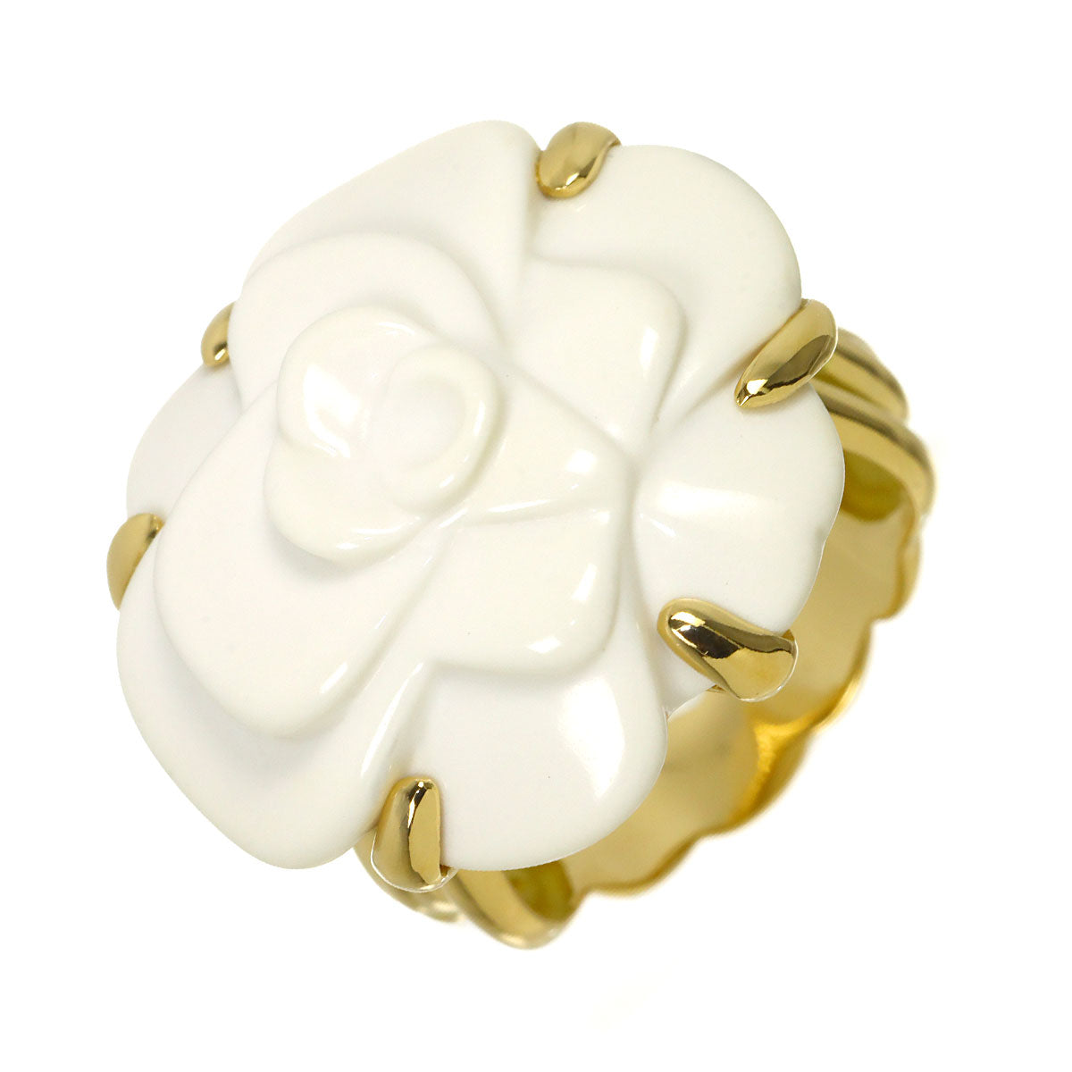 Camellia Chalcedony Ring 18K YG 750 Size6.25-6.5(US)