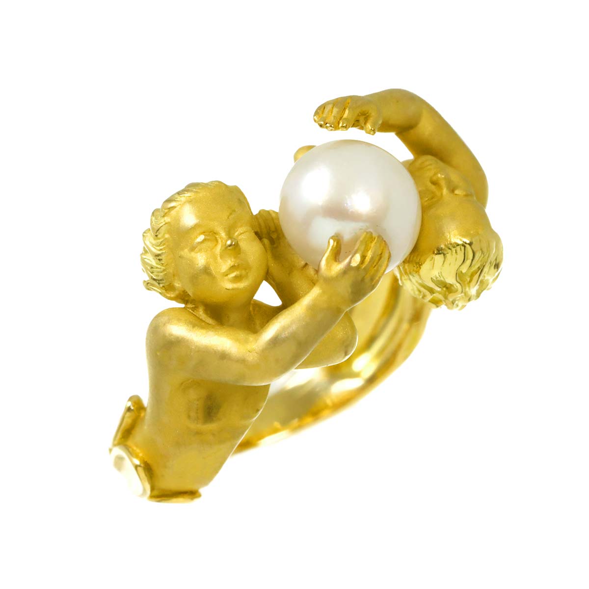 Freshwater pearl 7.1mm Ring 18K YG 750 5.5-5.75(US)
