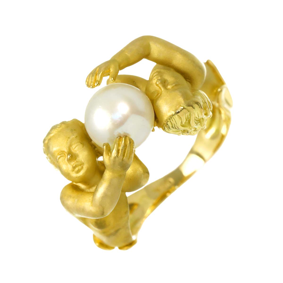 Freshwater pearl 7.1mm Ring 18K YG 750 5.5-5.75(US)