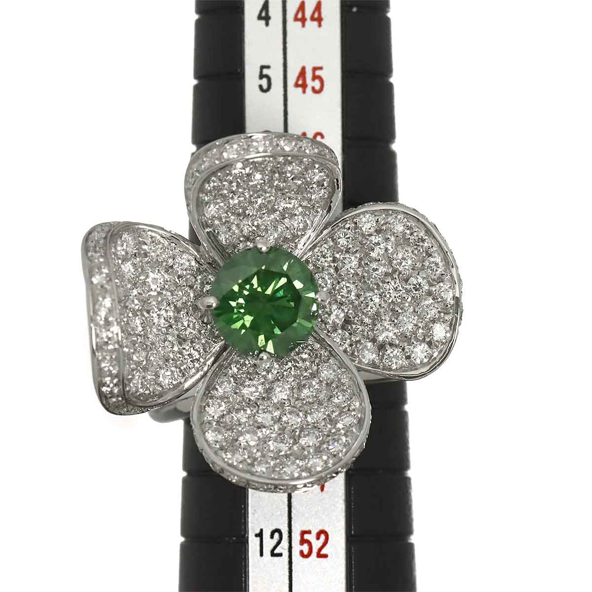 Garnet 1.62ct Diamond 1.82ct Ring 18K WG 5.25(US)