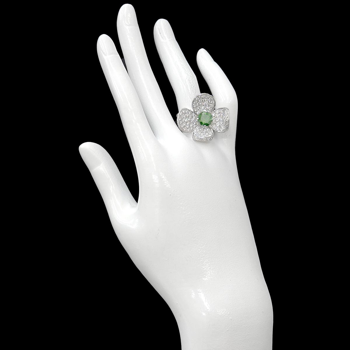 Garnet 1.62ct Diamond 1.82ct Ring 18K WG 5.25(US)