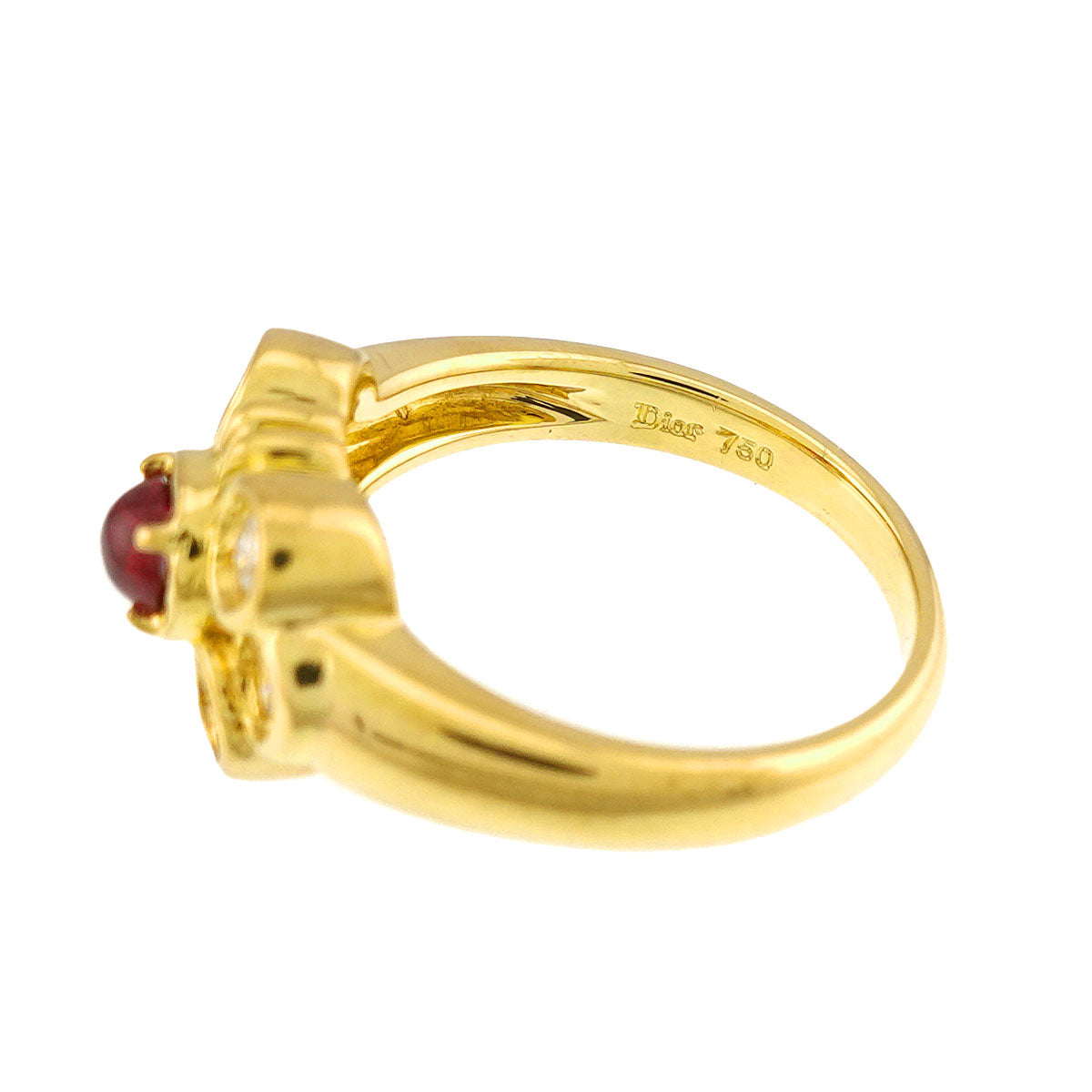 Ruby Diamond Ring 18K YG 750 size4.5(US)