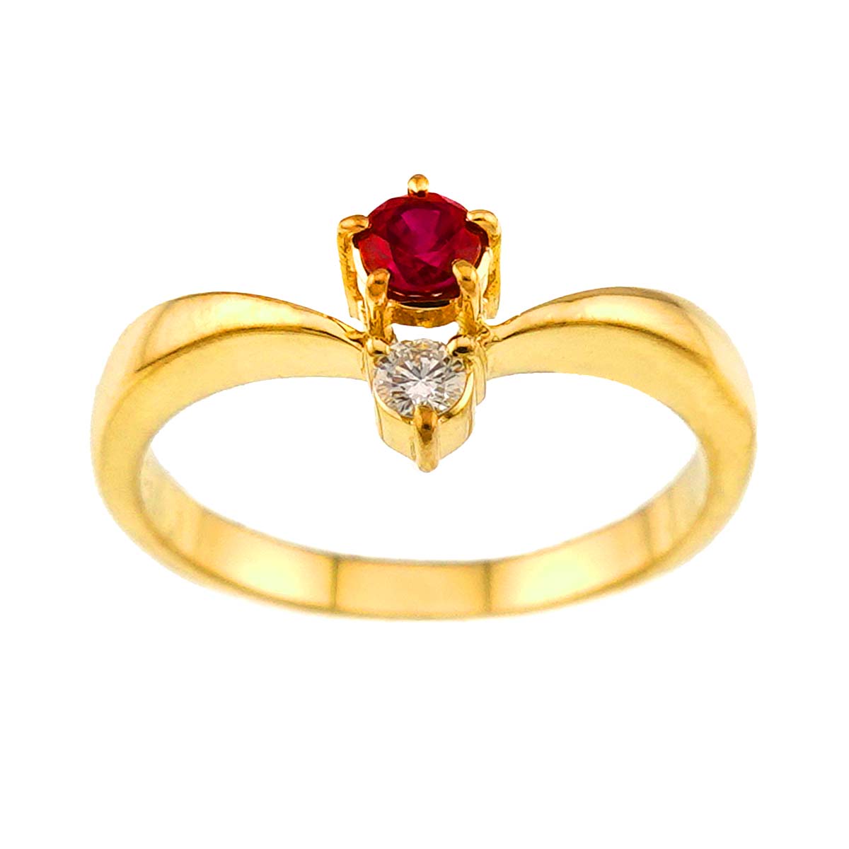 Ruby 0.16ct Diamond 0.04ct Ring 18K YG 750 Size4.5(US)