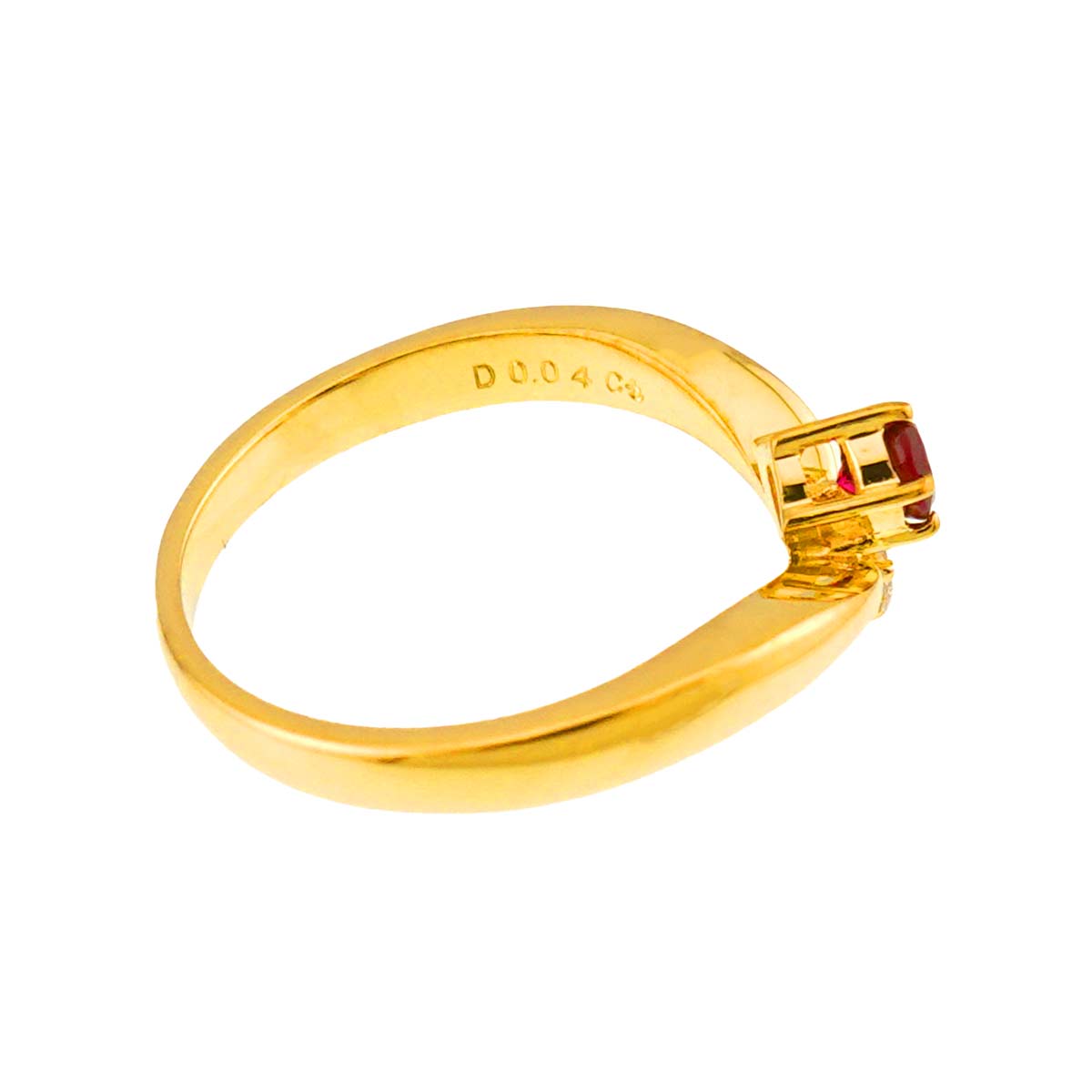 Ruby 0.16ct Diamond 0.04ct Ring 18K YG 750 Size4.5(US)