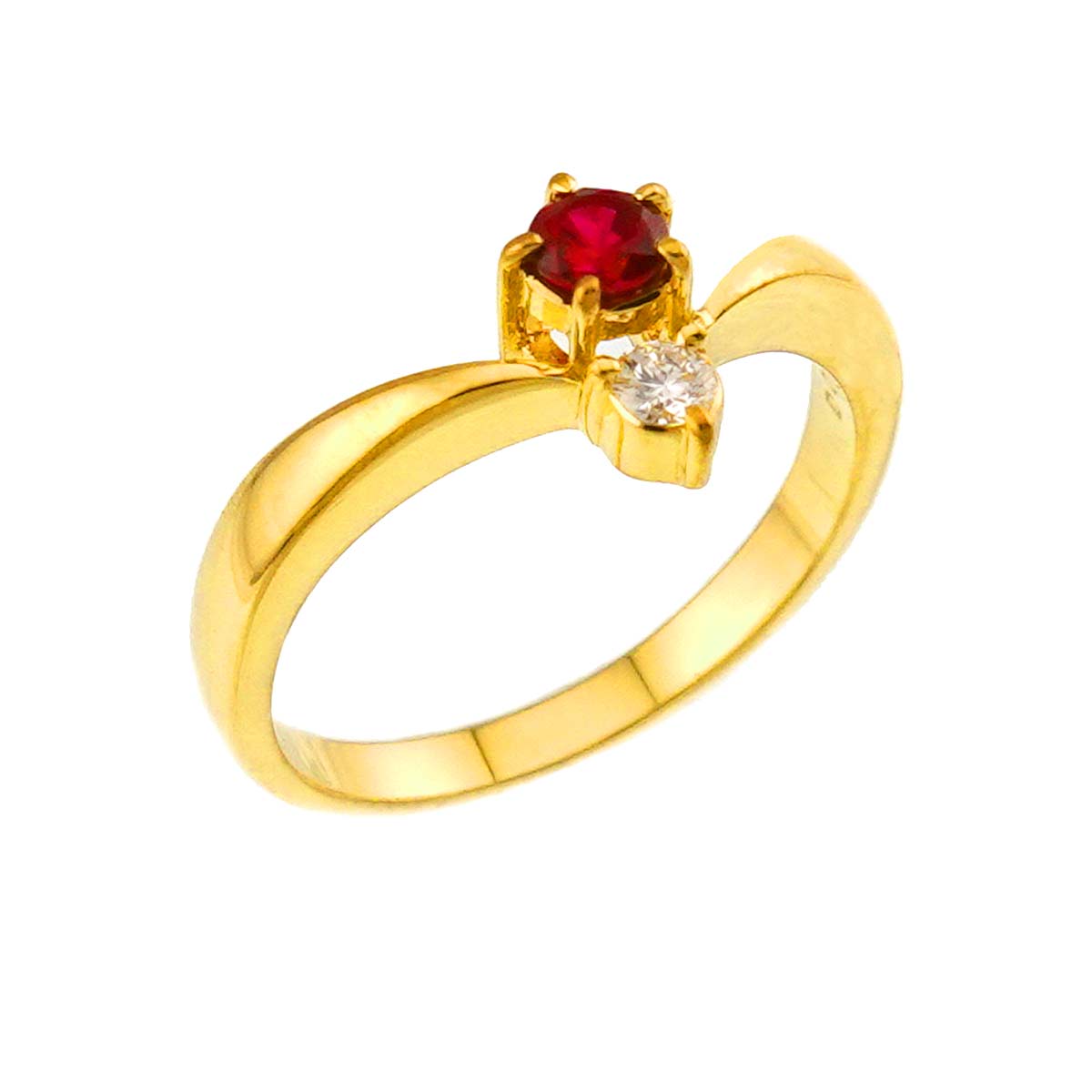 Ruby 0.16ct Diamond 0.04ct Ring 18K YG 750 Size4.5(US)