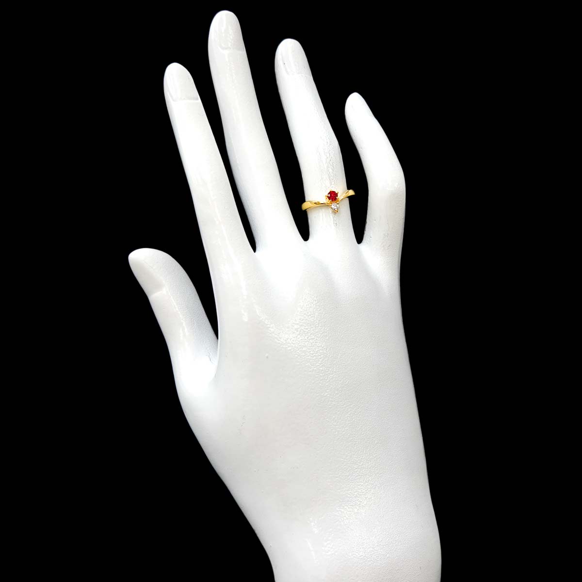 Ruby 0.16ct Diamond 0.04ct Ring 18K YG 750 Size4.5(US)