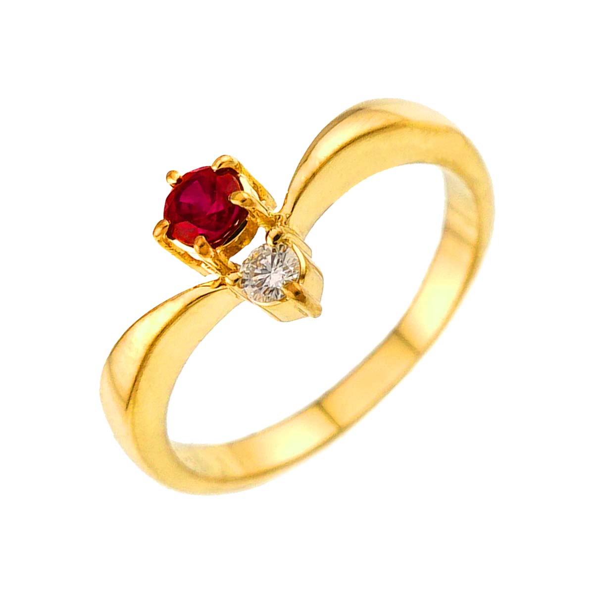 Ruby 0.16ct Diamond 0.04ct Ring 18K YG 750 Size4.5(US)