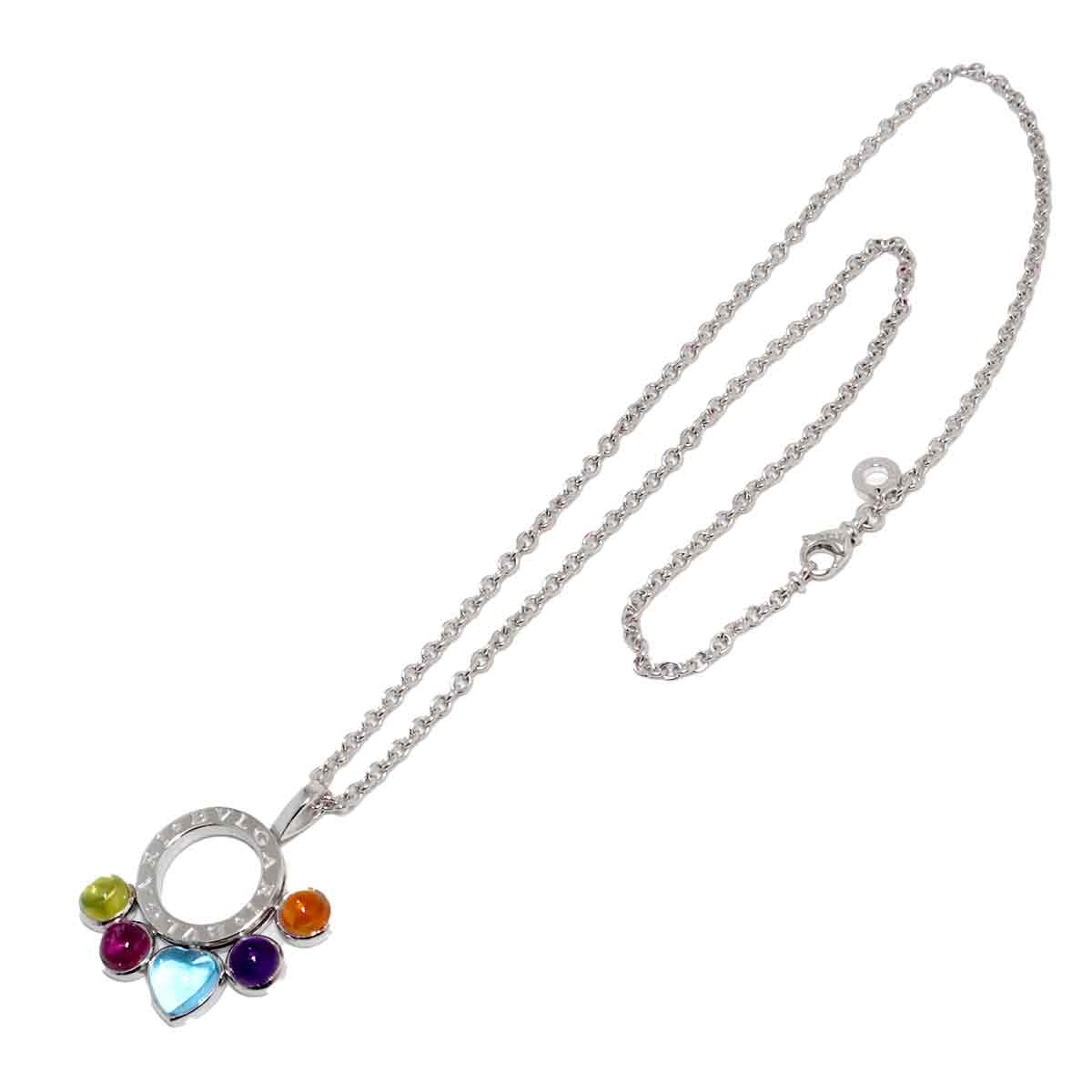 Multi Stone Necklace 18K WG 750
