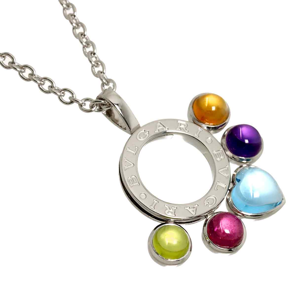 Multi Stone Necklace 18K WG 750