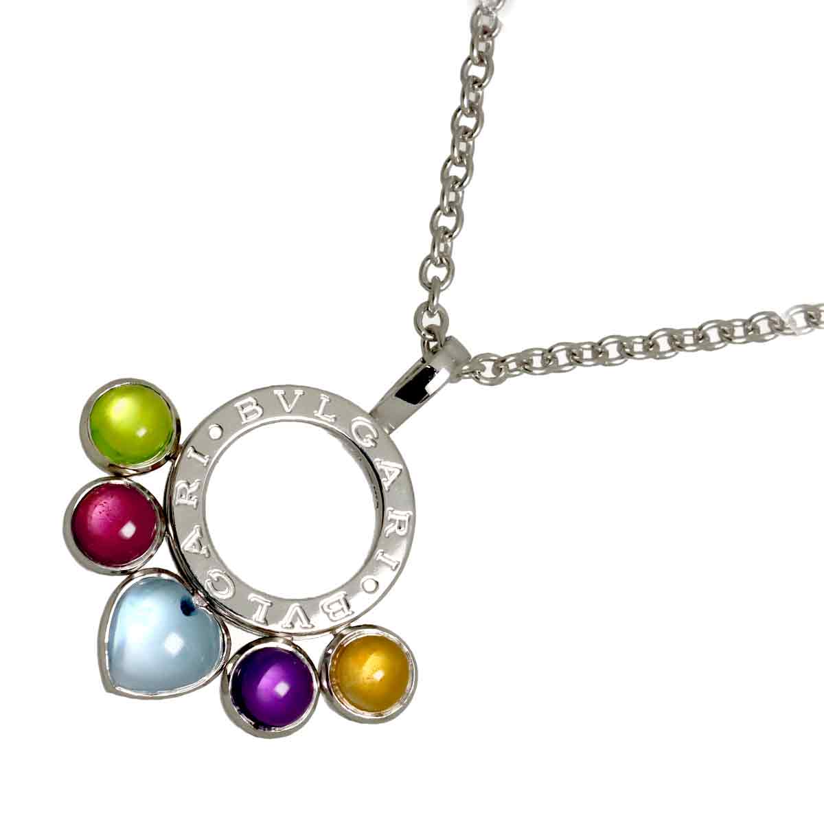 Multi Stone Necklace 18K WG 750
