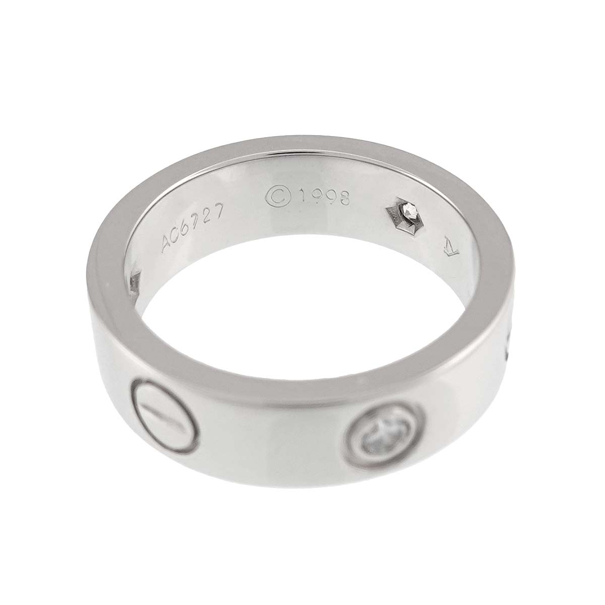 Love Ring Half Diamond 3P 18K WG 750 size51 5.5-5.75(US)