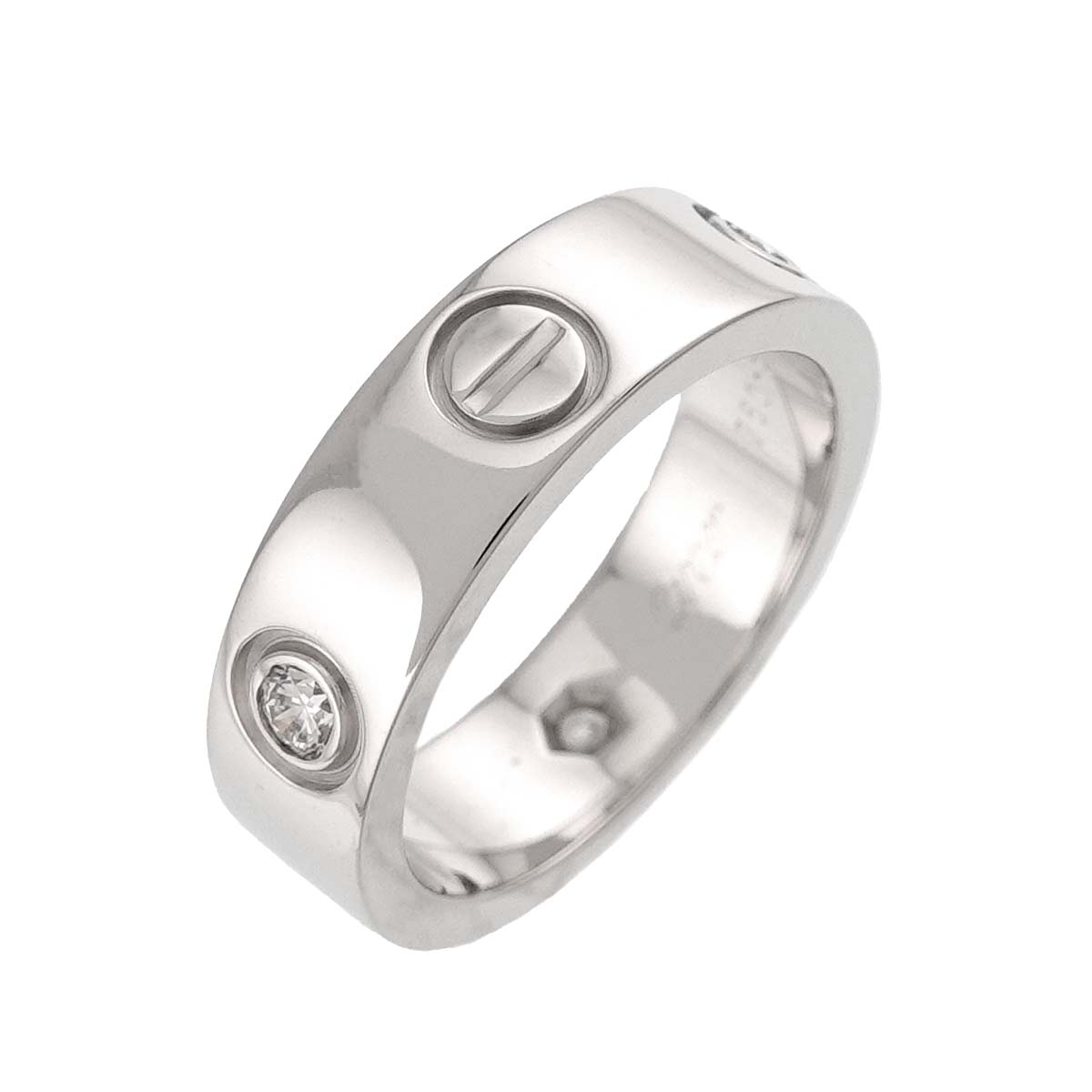 Love Ring Half Diamond 3P 18K WG 750 size51 5.5-5.75(US)