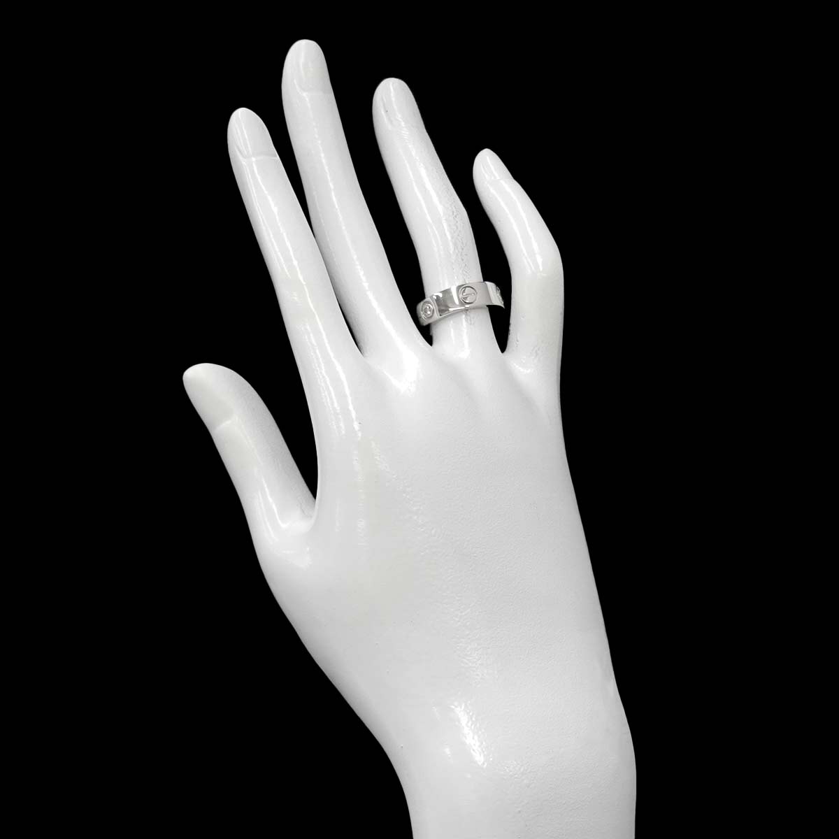 Love Ring Half Diamond 3P 18K WG 750 size51 5.5-5.75(US)