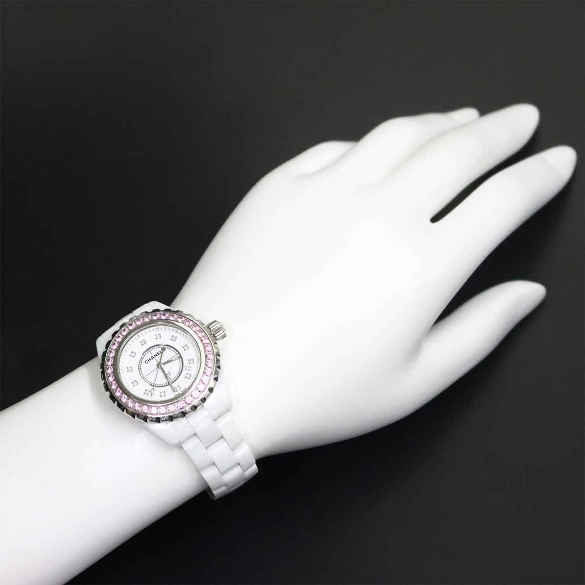 J12 33mm H2010 12P Diamond Pink Sapphire Quartz Watch
