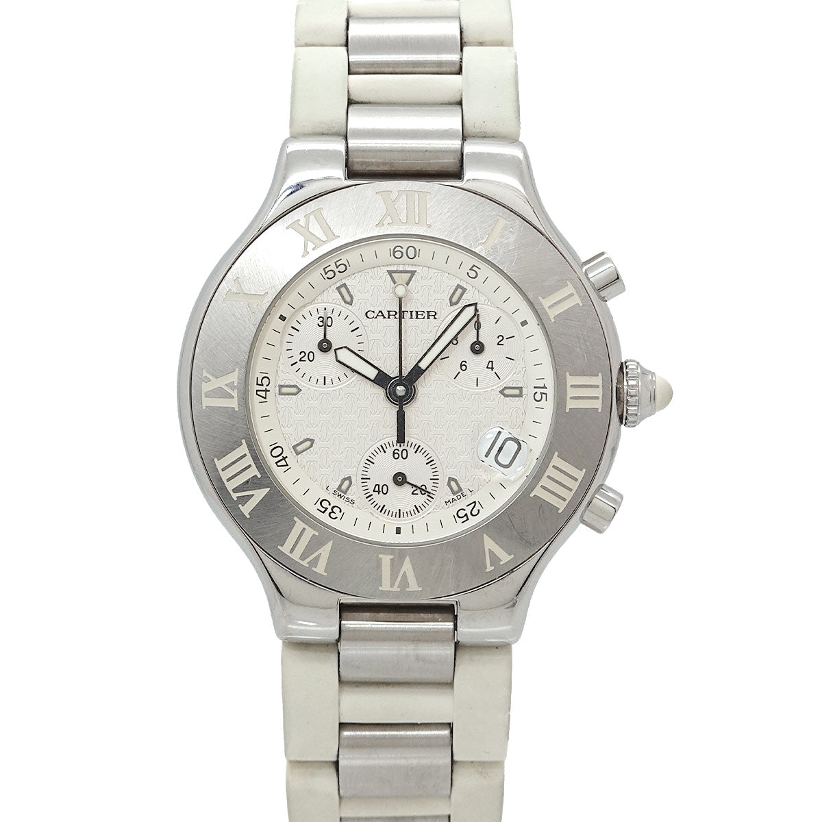 Must 21 Chronoscaph W10184U2 Date Quartz White Dial Mens