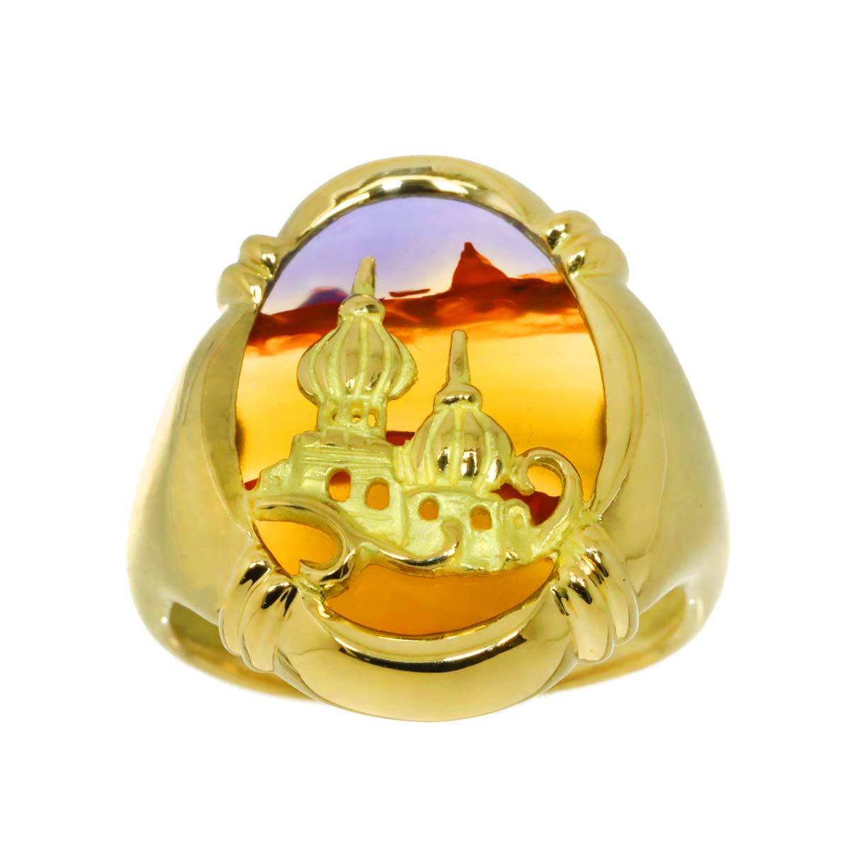 Agate Ring 18K YG Yellow Gold 750 size7.75-8(US)