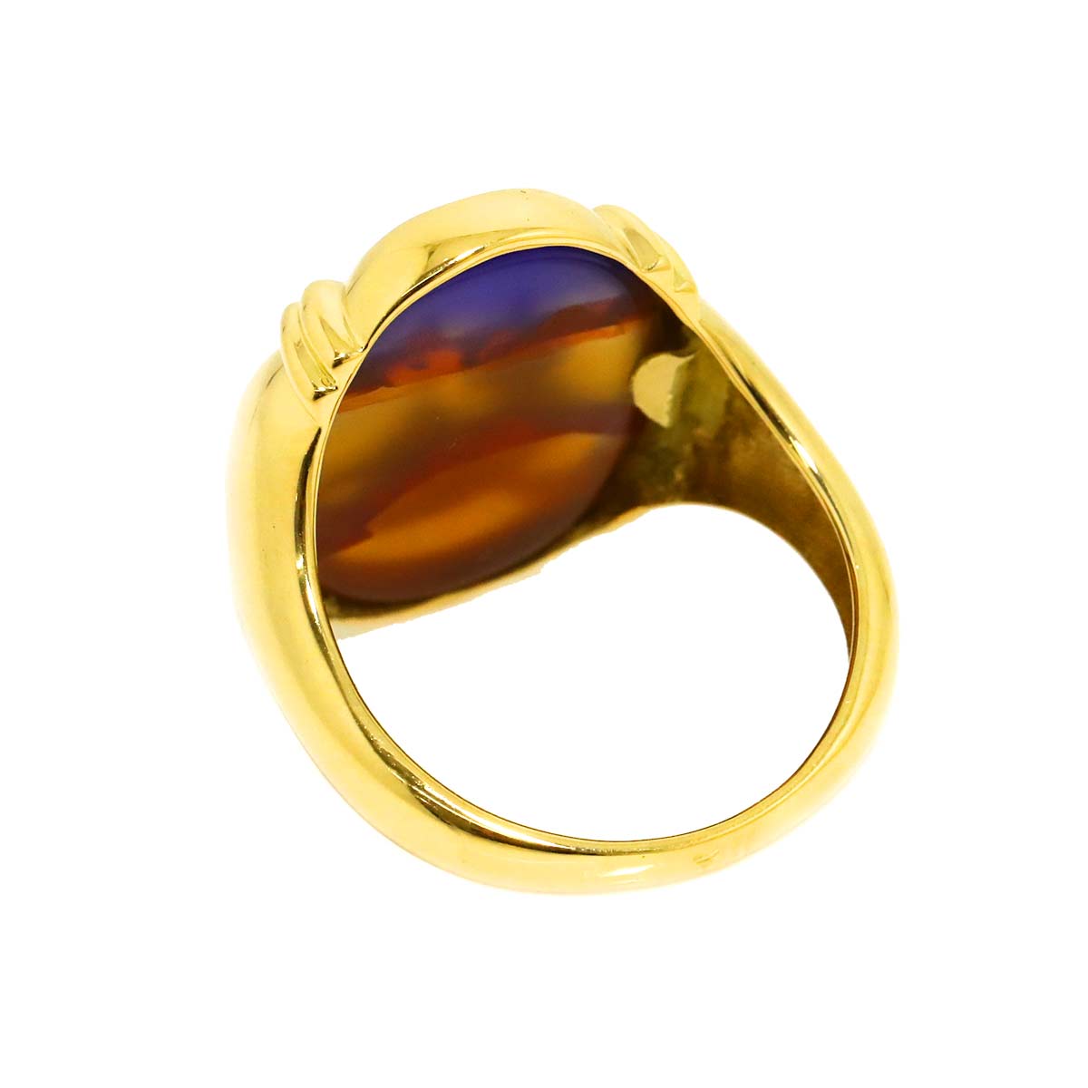 Agate Ring 18K YG Yellow Gold 750 size7.75-8(US)