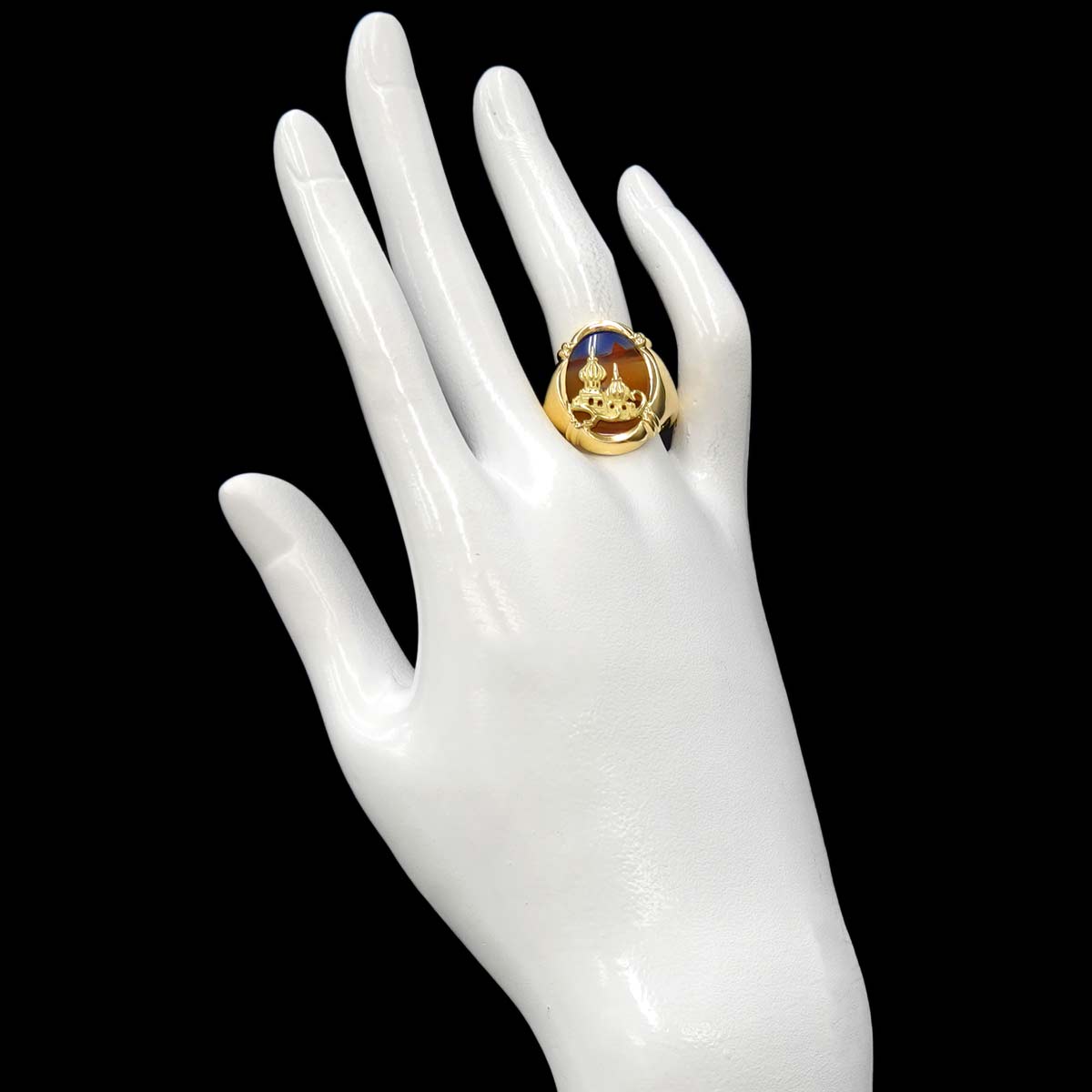 Agate Ring 18K YG Yellow Gold 750 size7.75-8(US)