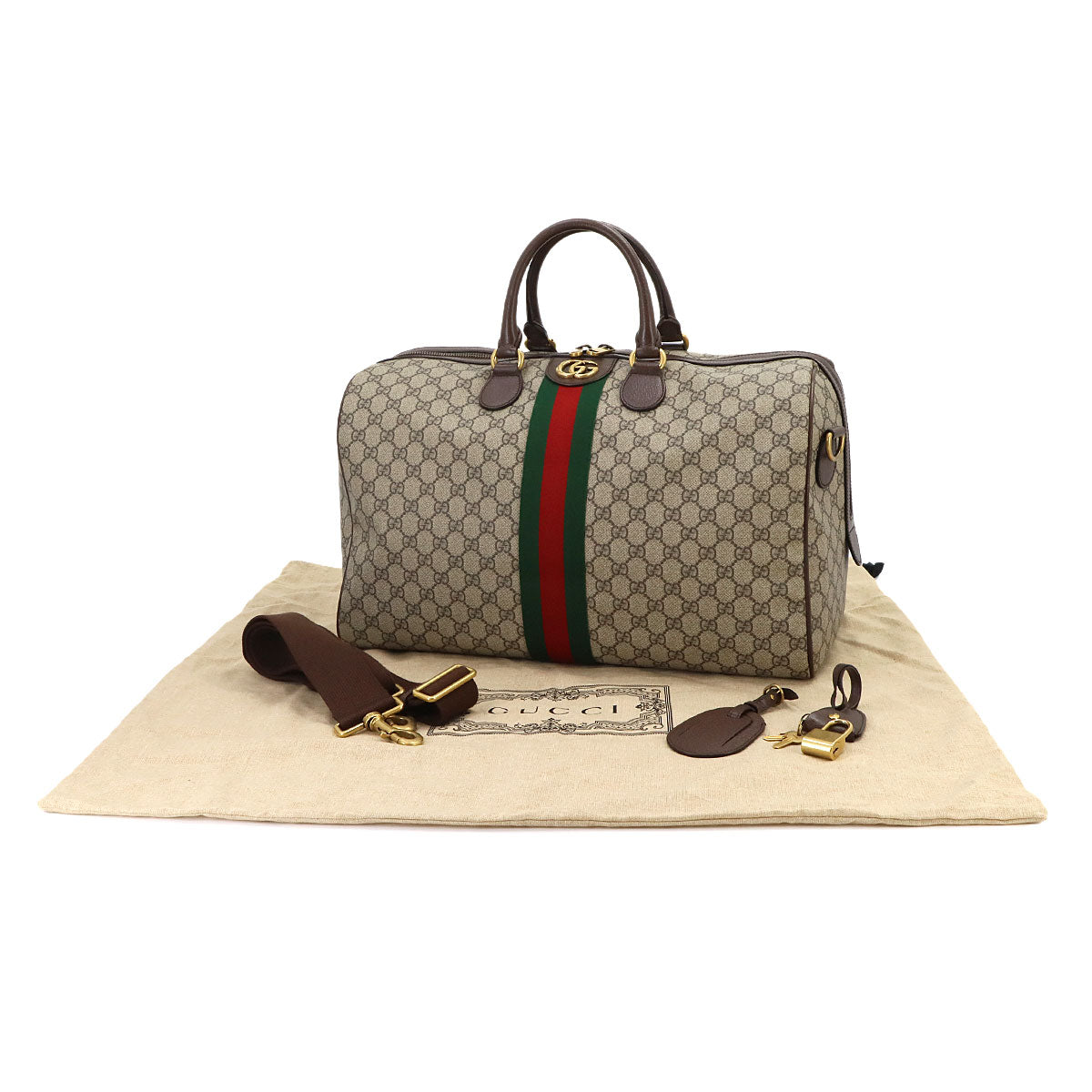 Ophidia GG Medium Duffle Shoulder Bag GG Supreme Beige 547953