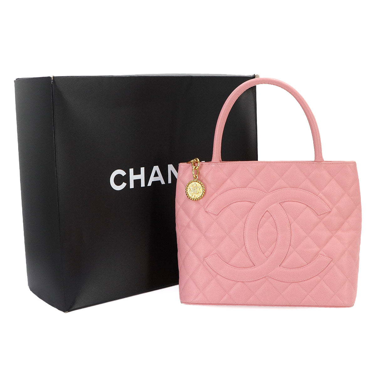Medallion Tote Bag Leather Pink A01804 Coco Logos