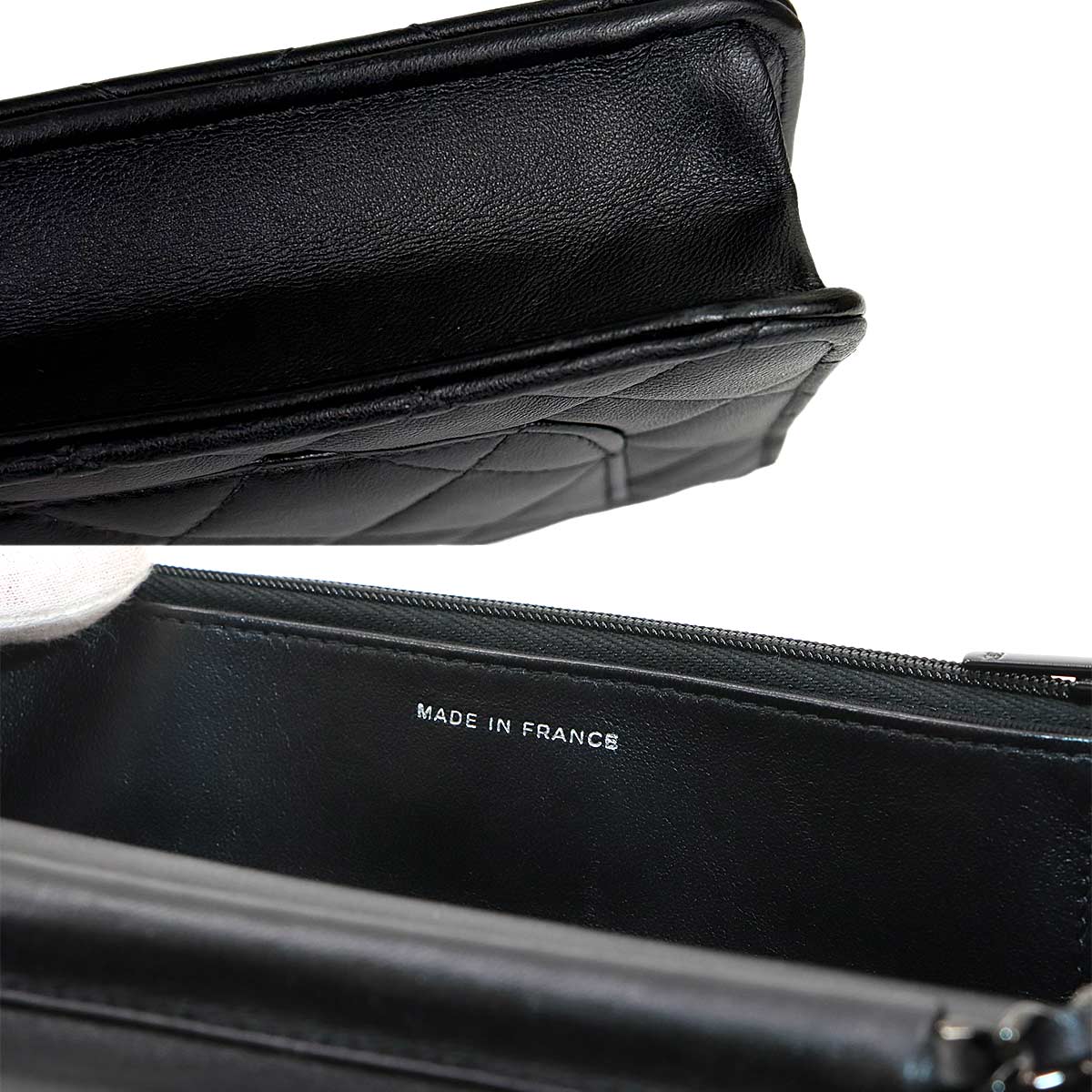 Matelasse Classic Chain Wallet Leather Black AP0250