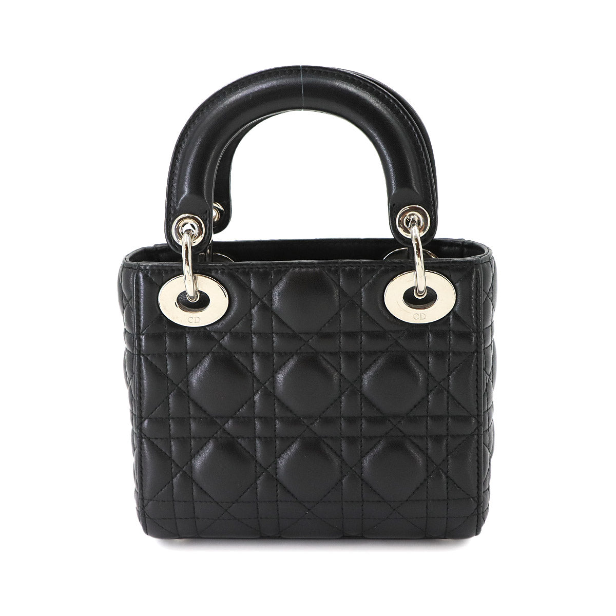Lady Dior Mini Hand Shoulder Bag Leather Black