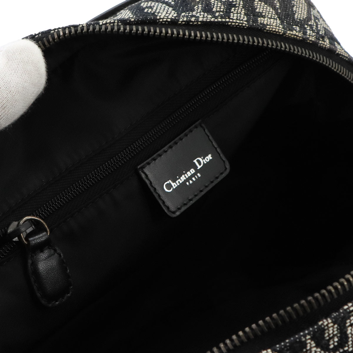 Trotter Double Saddle Bag Canvas Leather Black Purse