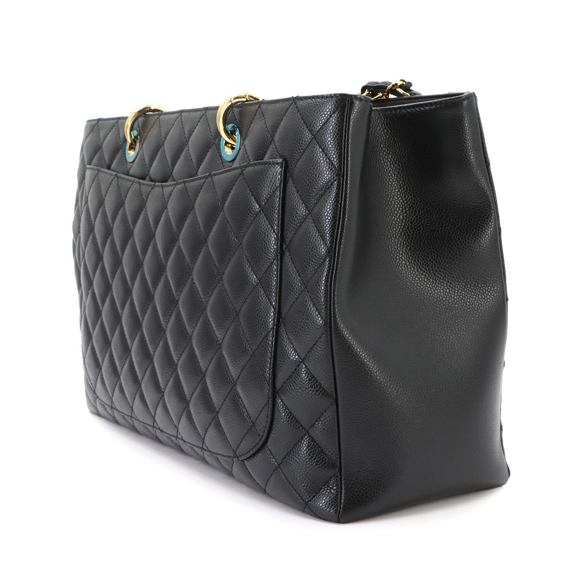 Matelasse Chain Tote Bag Leather Black