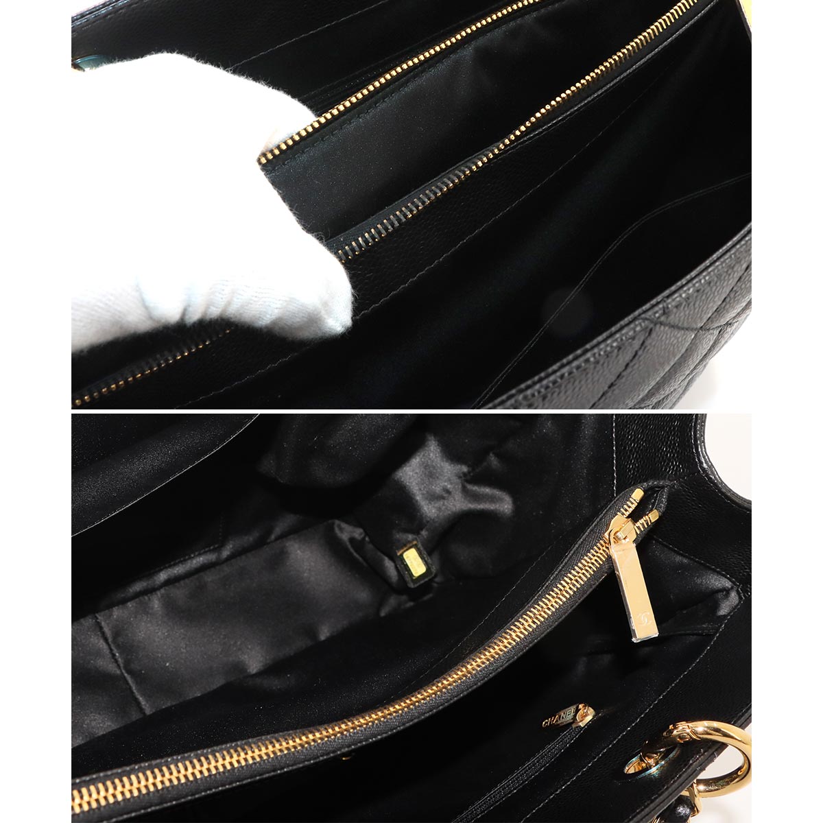 Matelasse Chain Tote Bag Leather Black