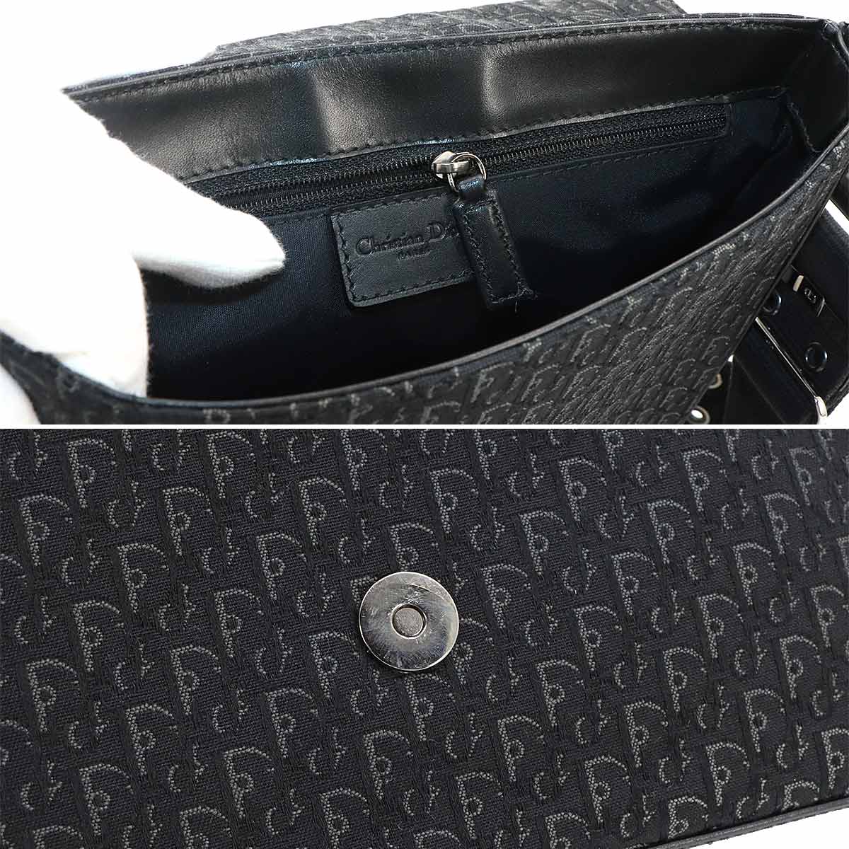 Trotter Street Chic Shoulder Bag Canvas Leather Black
