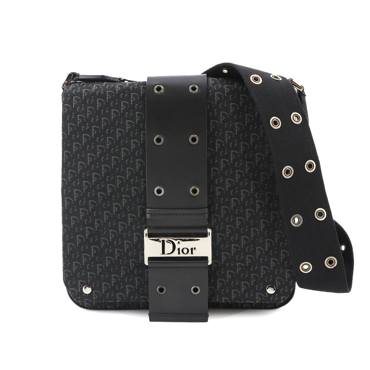 Trotter Street Chic Shoulder Bag Canvas Leather Black