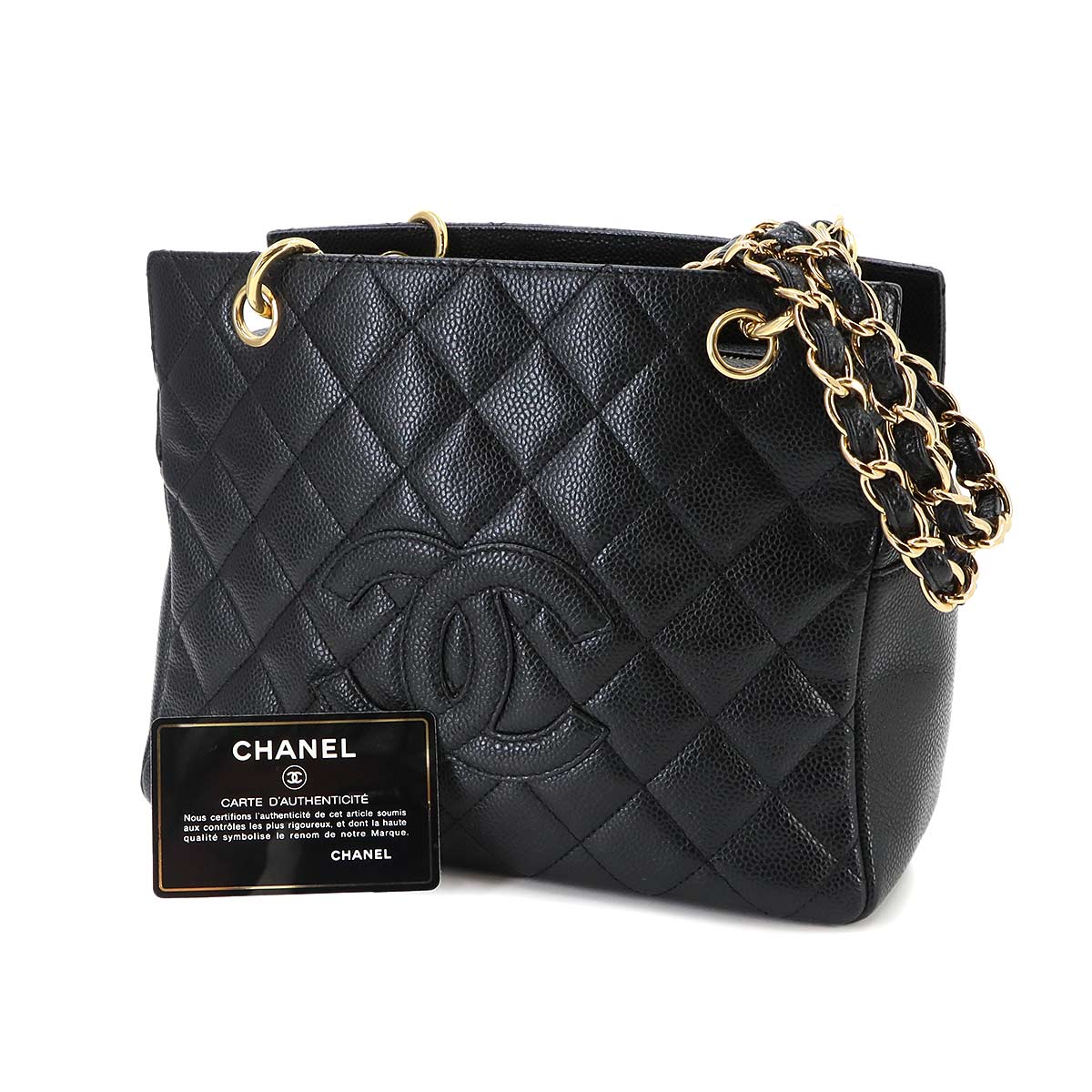 Matelasse Chain Shoulder Bag Leather Black A18004 Purse