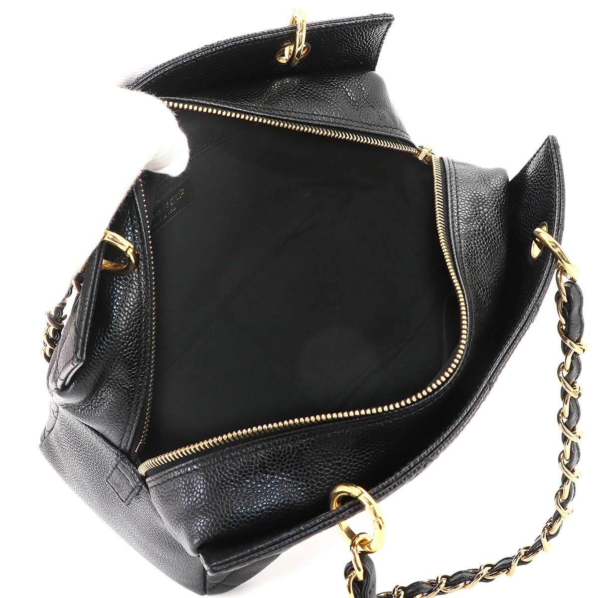 Matelasse Chain Shoulder Bag Leather Black A18004 Purse
