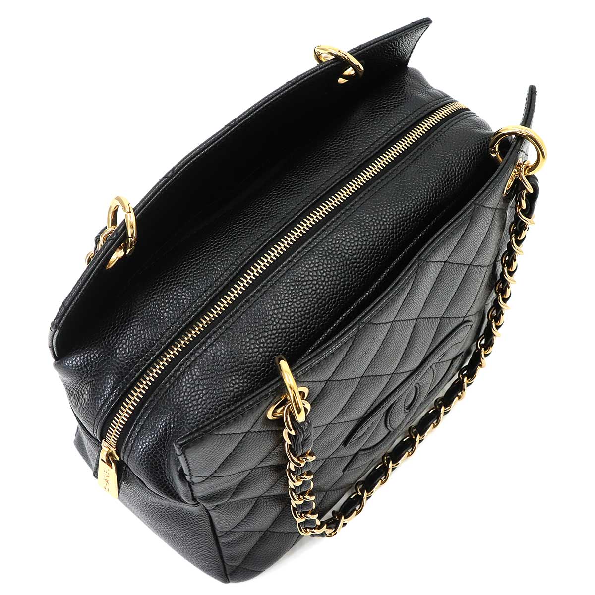 Matelasse Chain Shoulder Bag Leather Black A18004 Purse