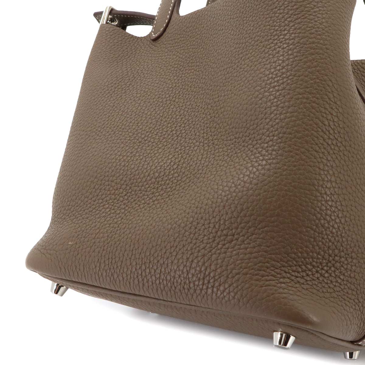 Picotin Lock PM Hand Bag Taurillon Clemence Leather Etoupe