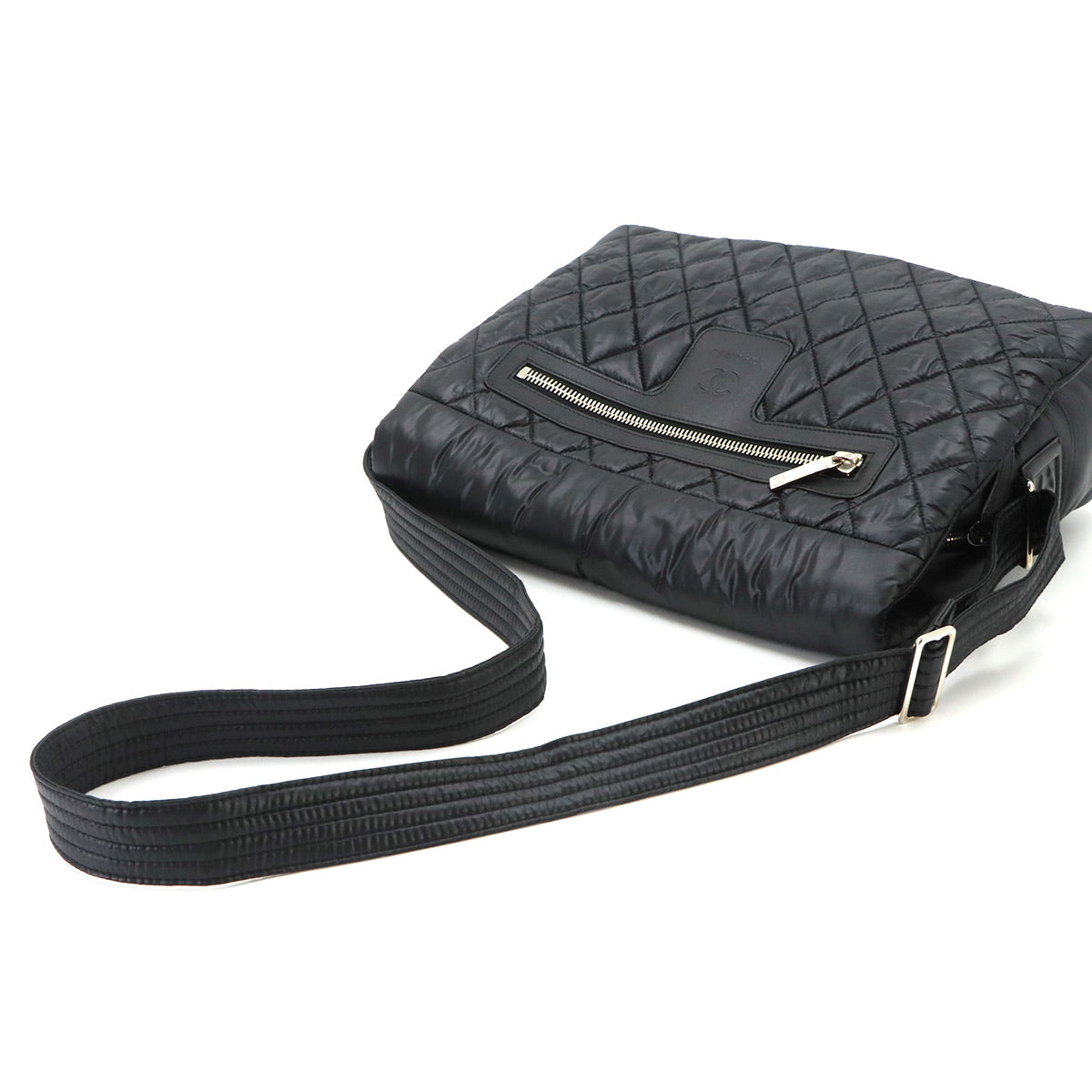 Coco Cocoon Messenger Shoulder Bag Nylon Leather Black A48617