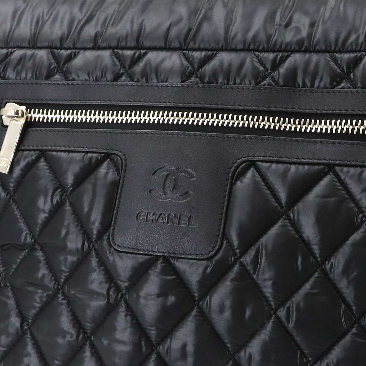Coco Cocoon Messenger Shoulder Bag Nylon Leather Black A48617