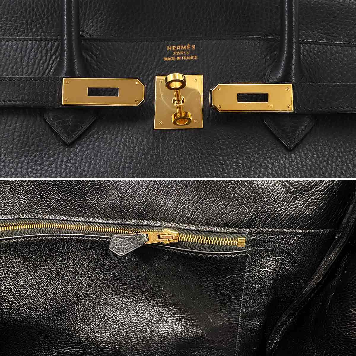 Birkin 40 Ardennes Leather Black Hand Bag Vintage Purse