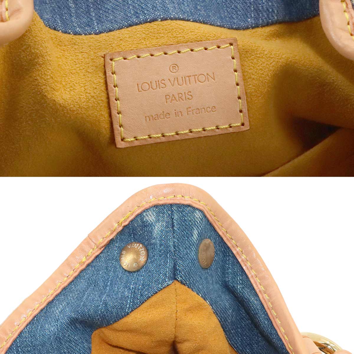 Monogram Denim Pleaty Hand Bag Canvas Blue M95020