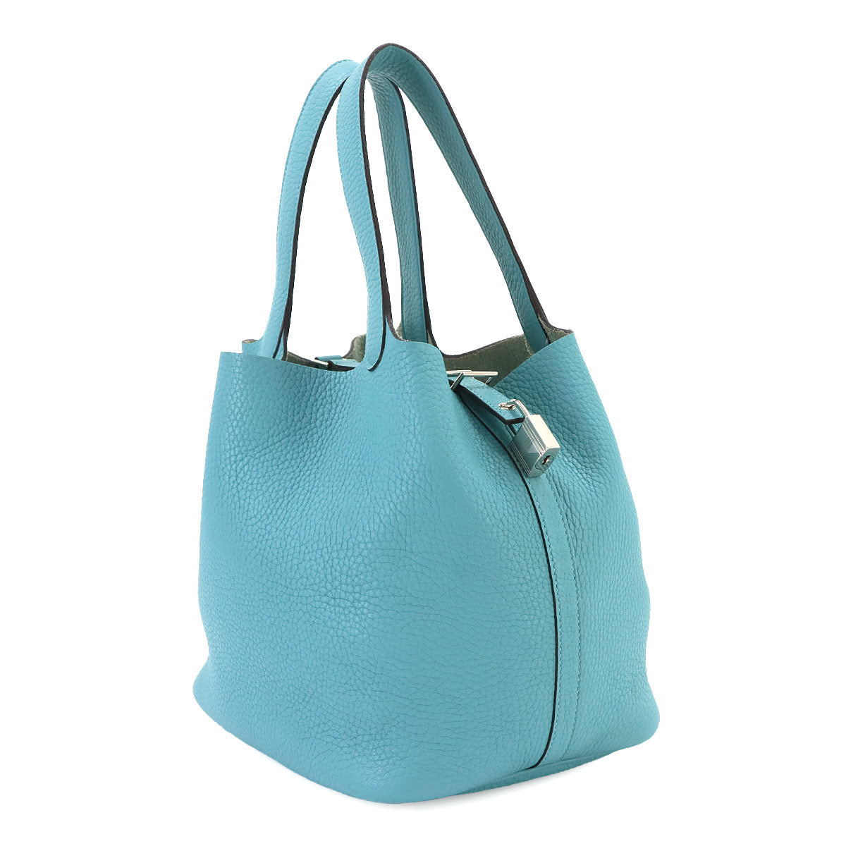 Picotin Lock MM Hand Bag Taurillon Clemence Blue Atoll