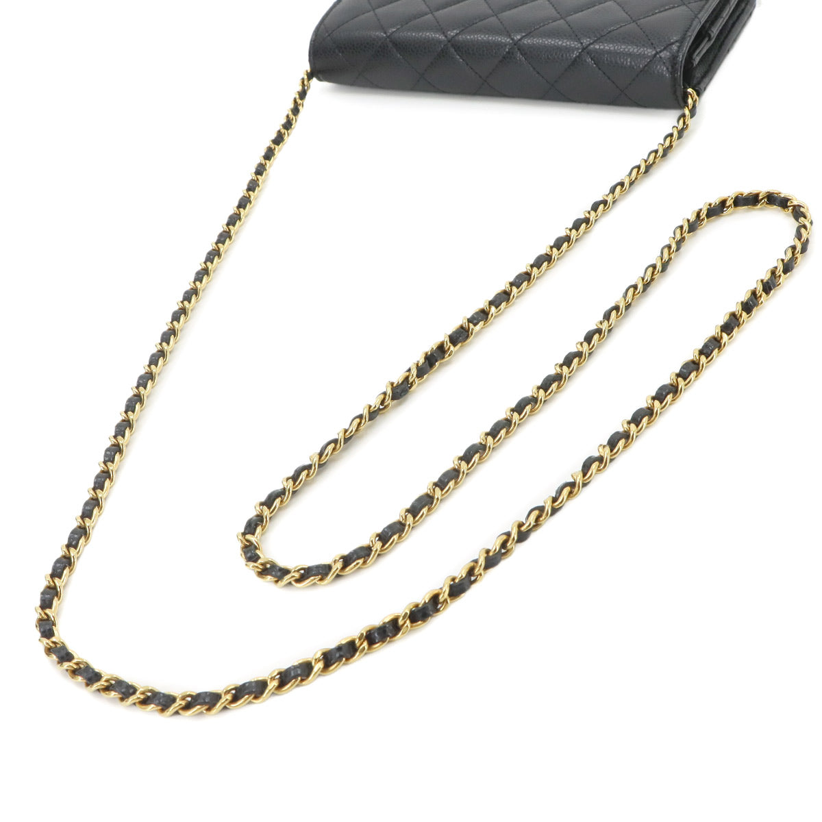 Matelasse Classic Chain Wallet Leather Black AP0250