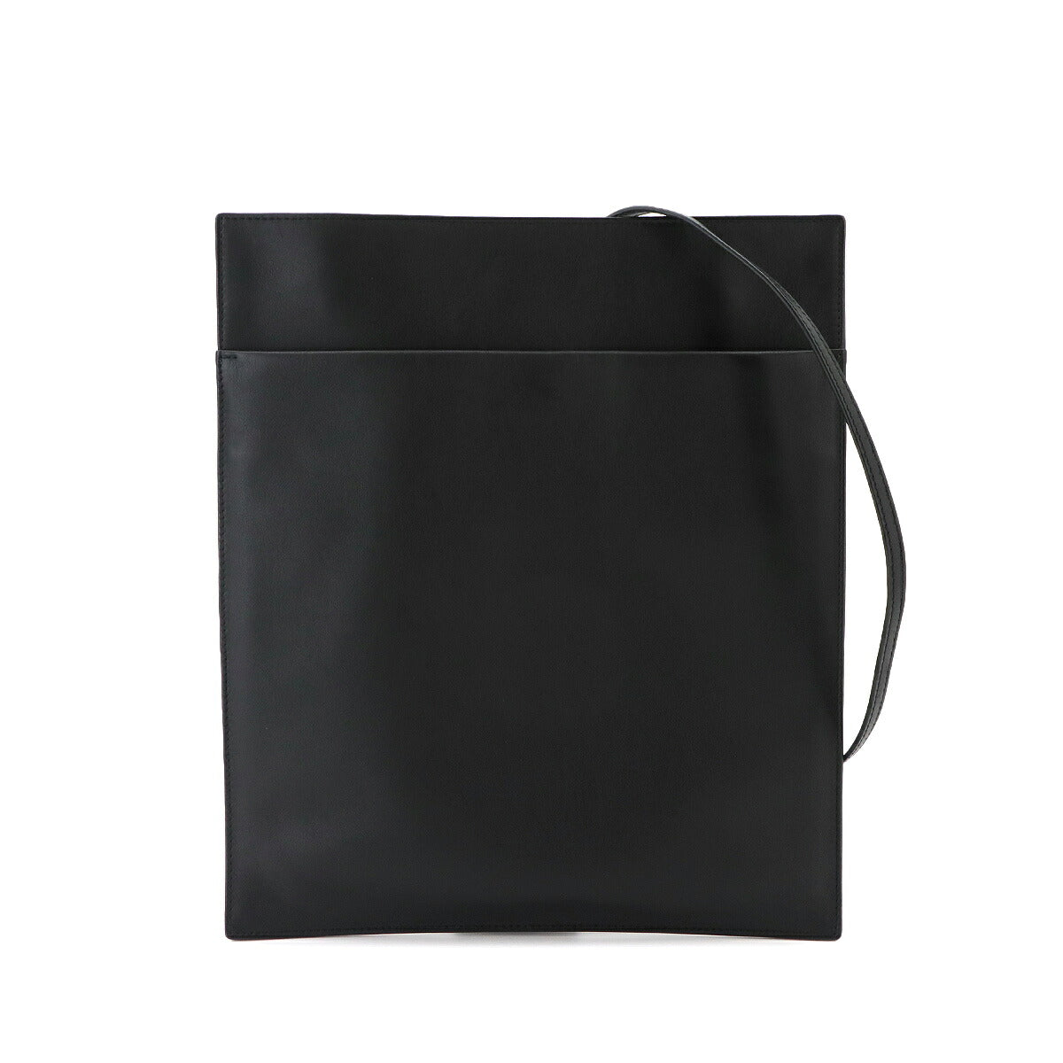 Large Pocket Bag Shoulder Bag Leather Black W1509 Purse